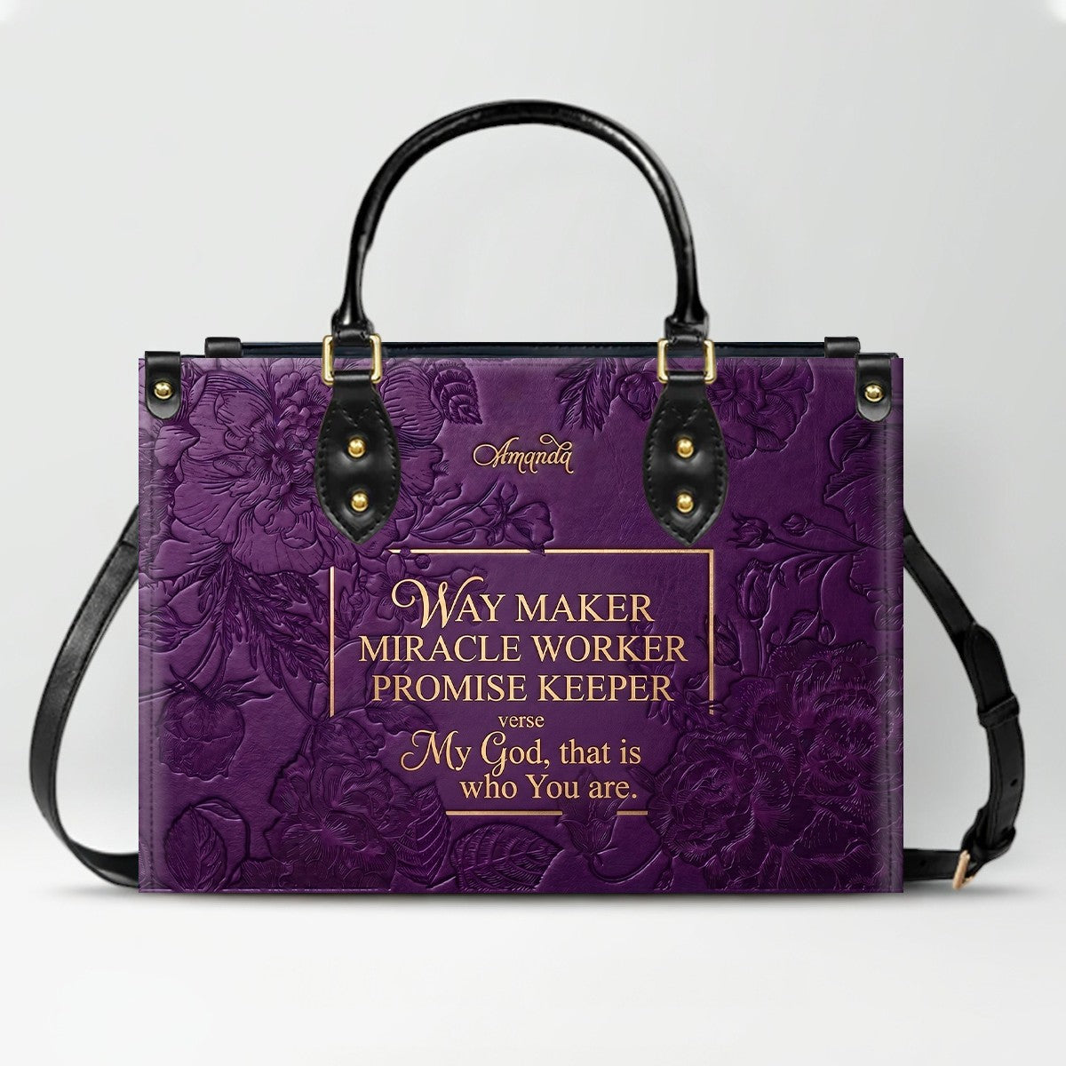 Personalized Bible Verse Leather Handbag - Custom Name Christian Tote Bag | CHRISTIANARTBAG 01080626
