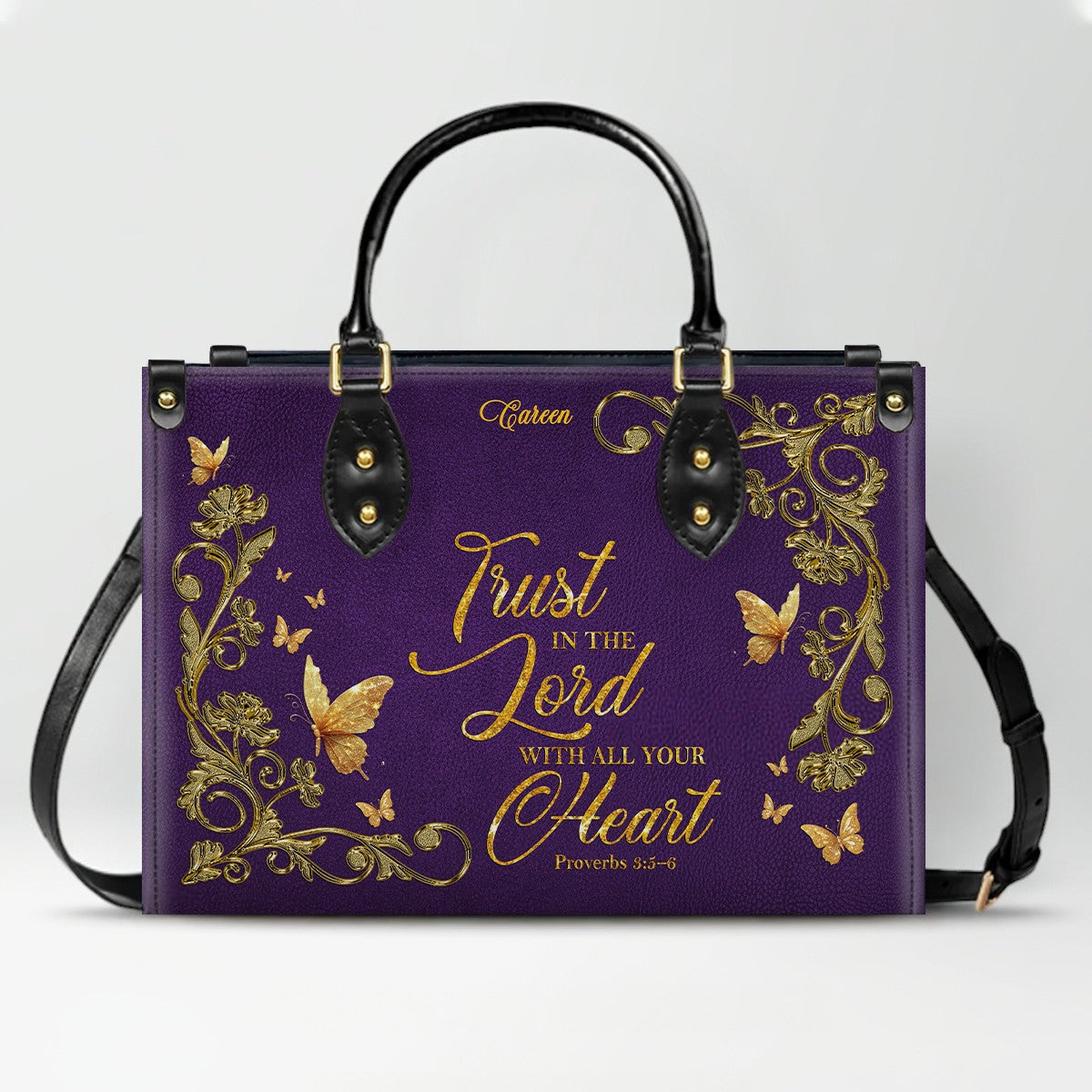 CHRISTIANARTBAG Handbags - She Who Kneels Before GOD - Custom Bible Verses Name & Color - Personalized Leather Handbag - CABLTB01120825