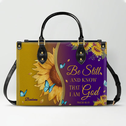 Personalized Philippians 4:13 Sunflower Leather Tote Bag - Custom Name Christian Gift for Women - Inspirational Bible Verse Satchel - Faith Based Handbag