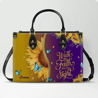 Personalized Philippians 4:13 Sunflower Leather Tote Bag - Custom Name Christian Gift for Women - Inspirational Bible Verse Satchel - Faith Based Handbag