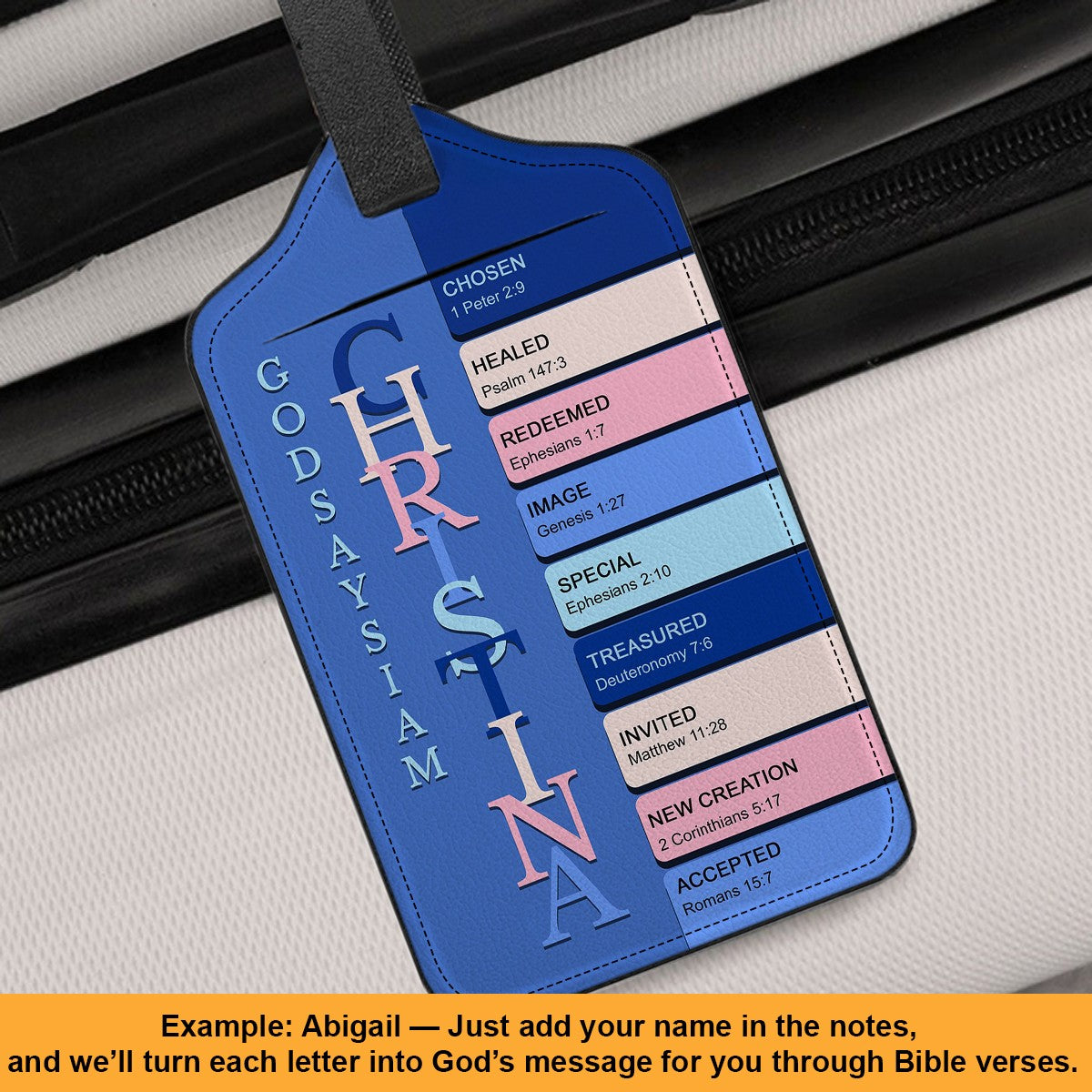 Personalized Christian Luggage Tag with Bible Verses – Custom Name Travel Gift by CHRISTIANARTBAG