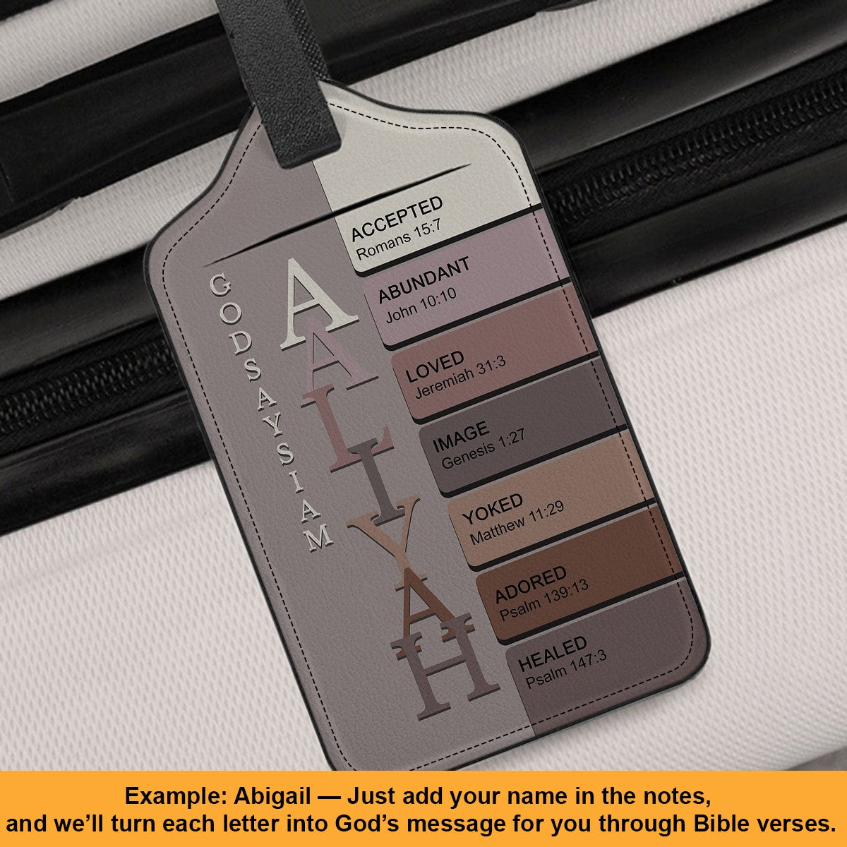 Personalized Christian Luggage Tag with Bible Verses – Custom Name Travel Gift by CHRISTIANARTBAG