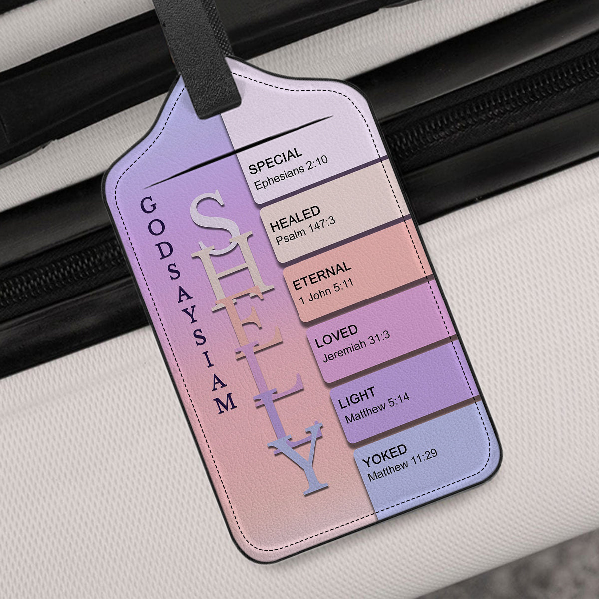 Personalized Christian Luggage Tag with Bible Verses – Custom Name Travel Gift by CHRISTIANARTBAG