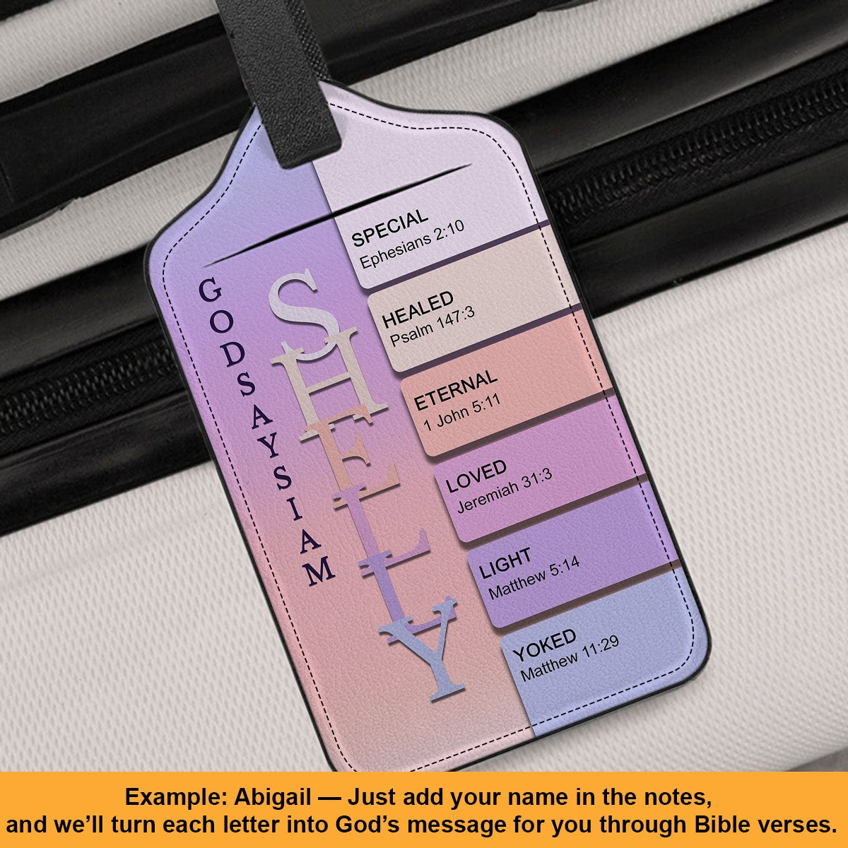 Personalized Christian Luggage Tag with Bible Verses – Custom Name Travel Gift by CHRISTIANARTBAG
