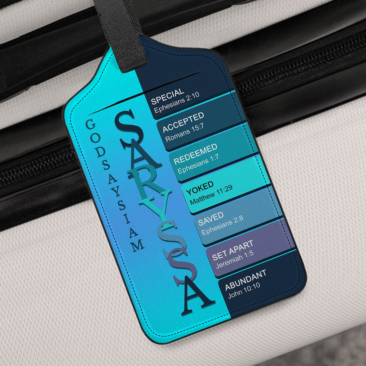 Personalized Christian Luggage Tag with Bible Verses – Custom Name Travel Gift by CHRISTIANARTBAG