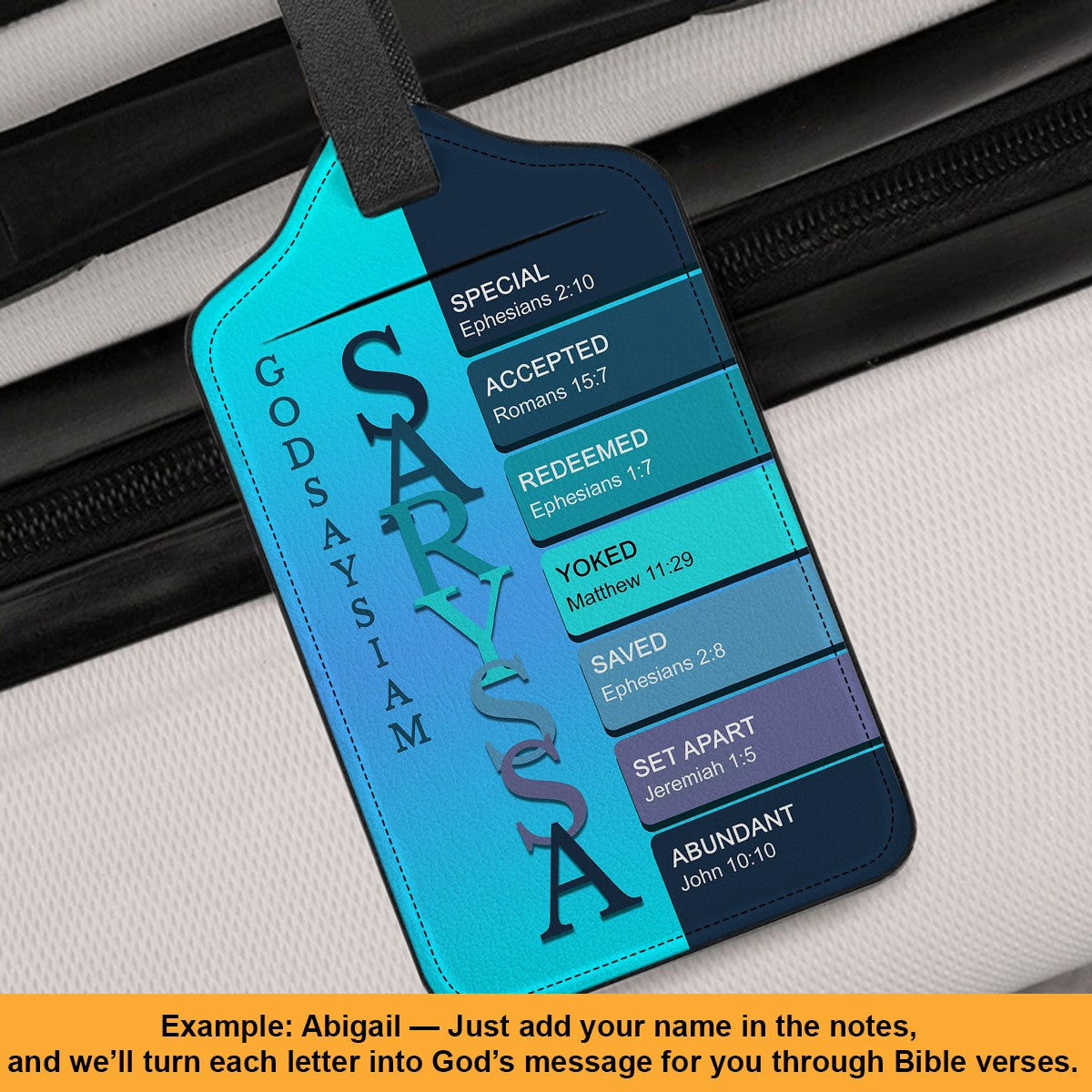 Personalized Christian Luggage Tag with Bible Verses – Custom Name Travel Gift by CHRISTIANARTBAG