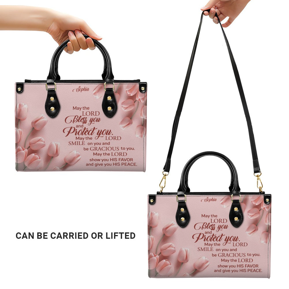 Personalized Christian Leather Handbag for Women – Custom Name Bible Verse Purse – Floral Tote Bag – Religious Gift by CHRISTIANARTBAG CAB01022526