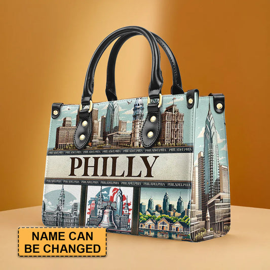 Philadelphia 'Philly' Skyline Leather Handbag by CHRISTIANARTBAG – Metropolitan Elegance - CABLTHB10010424.