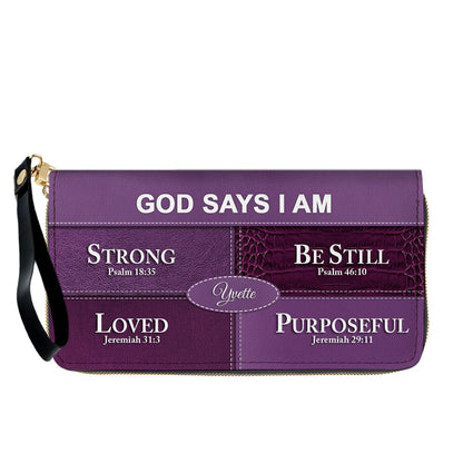 Personalized “God Says I Am” Leather Handbag for Christian Women – Custom Name & Color | CHRISTIANARTBAG 0111825