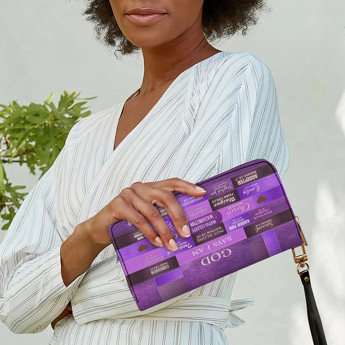 Personalized Leather Handbag & Long Wallet Set – GOD Says I Am Christian Gift for Women