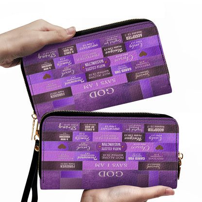 Personalized Leather Handbag & Long Wallet Set – GOD Says I Am Christian Gift for Women