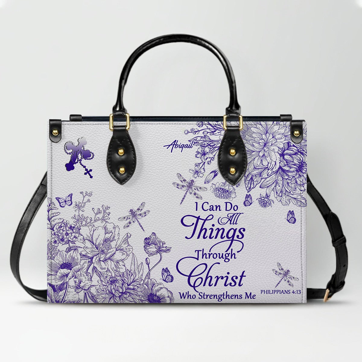 Personalized Christian Leather Handbag – Custom Name, Color & Bible Verse | CHRISTIANARTBAG