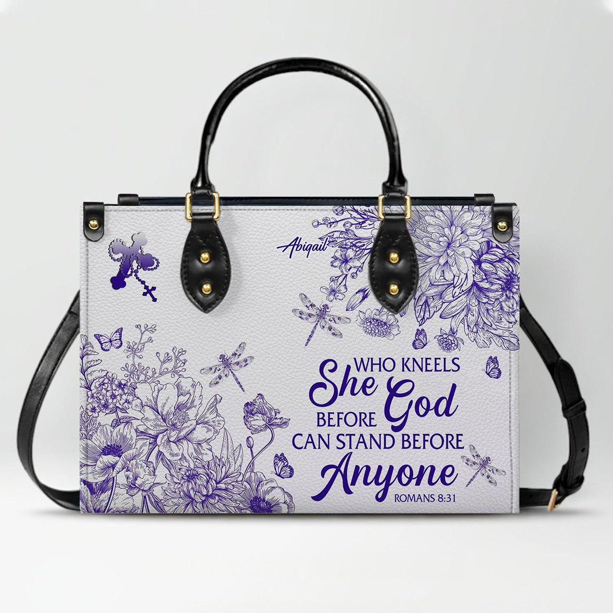 Personalized Christian Leather Handbag – Custom Name, Color & Bible Verse | CHRISTIANARTBAG