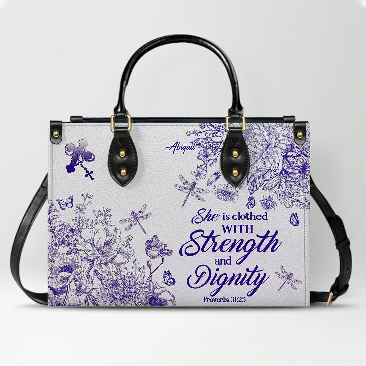 Personalized Christian Leather Handbag – Custom Name, Color & Bible Verse | CHRISTIANARTBAG