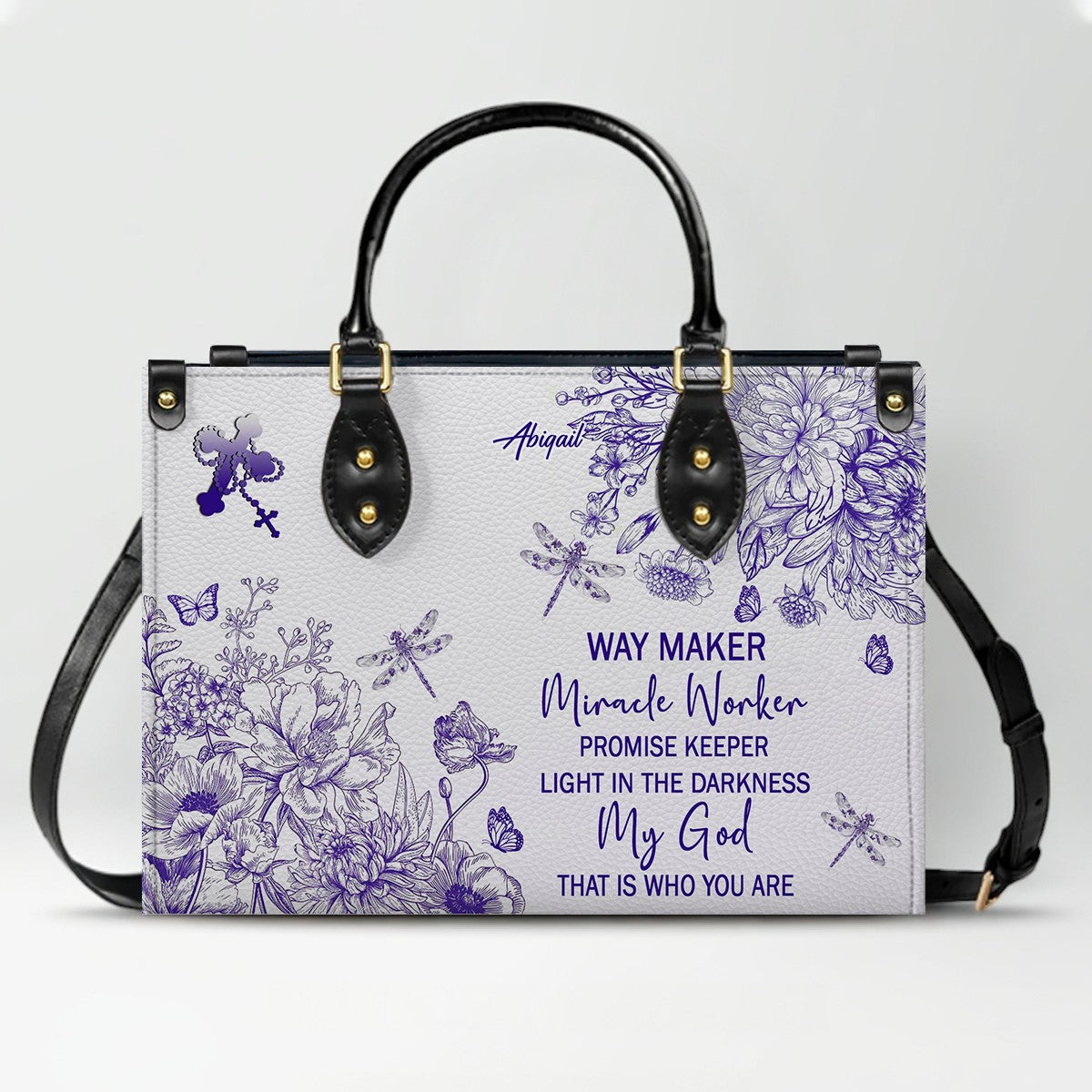 Personalized Christian Leather Handbag – Custom Name, Color & Bible Verse | CHRISTIANARTBAG