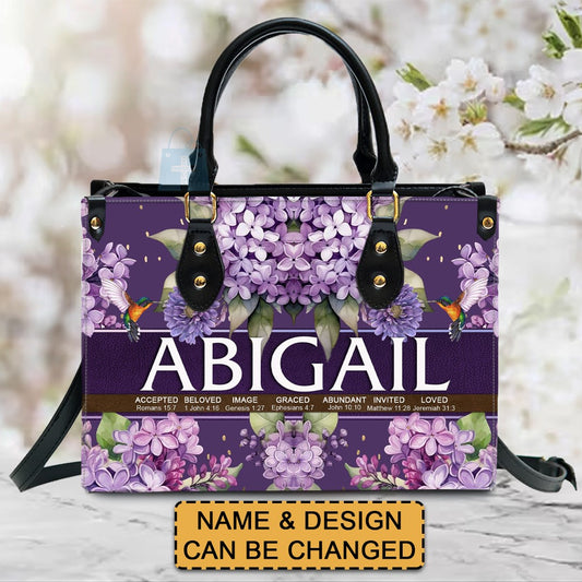 Christianartbag Handbags- Uncover the sacred meaning of your name - Leather Handbag Purple - Personalized Bags - Gifts for Women - Christmas Gift - CABLTB02271024.