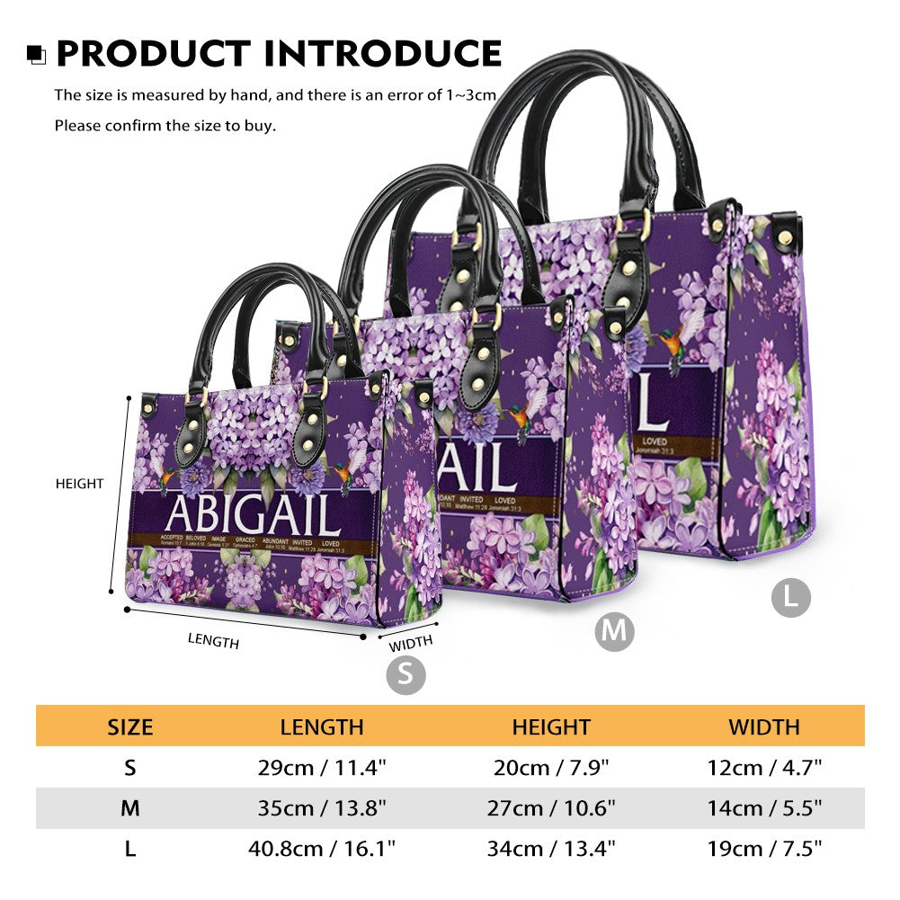 Christianartbag Handbags- Uncover the sacred meaning of your name - Leather Handbag Purple - Personalized Bags - Gifts for Women - Christmas Gift - CABLTB02271024.