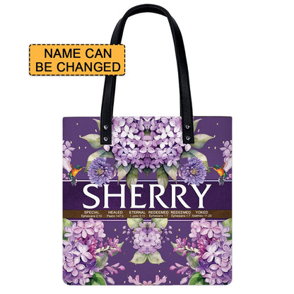 Christianartbag Handbags- Uncover the sacred meaning of your name - Leather Handbag Purple - Personalized Bags - Gifts for Women - Christmas Gift - CABLTB02271024.