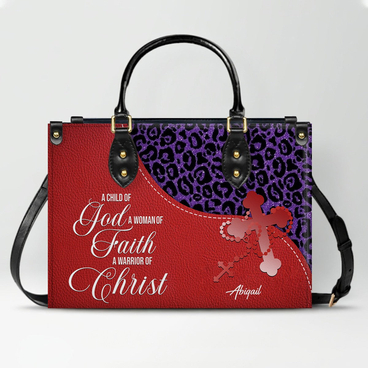 Personalized Christian Leather Handbag with Custom Bible Verse – Leopard Print Faith Purse Gift for Women by CHRISTIANARTBAG