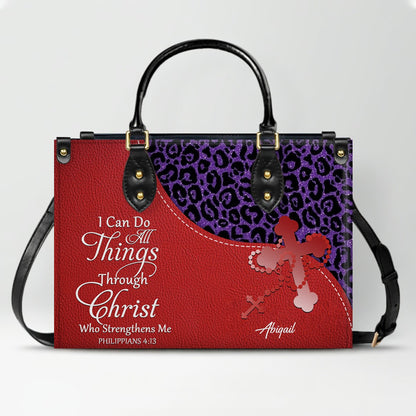Personalized Christian Leather Handbag with Custom Bible Verse – Leopard Print Faith Purse Gift for Women by CHRISTIANARTBAG