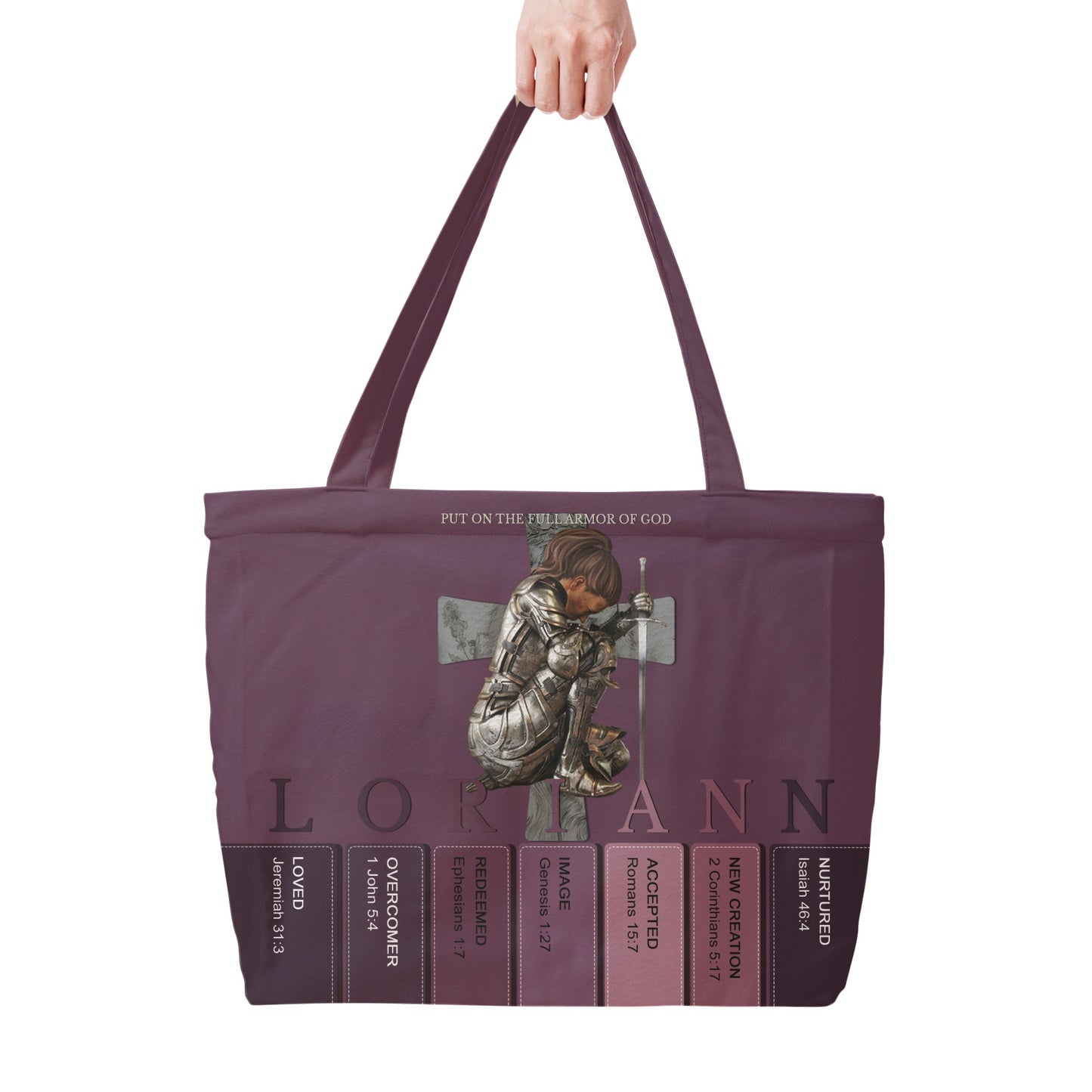 Personalized Christian Tote Bag with Bible Verses – Custom Name & Skin Tone | CHRISTIANARTBAG