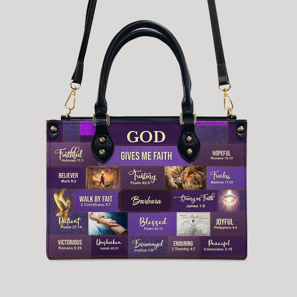 Personalized Christian Leather Handbag – Bible Verse Faith, Love & Protection Tote by CHRISTIANARTBAG