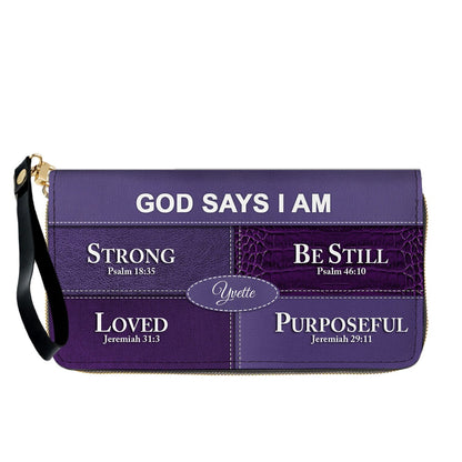 Personalized “God Says I Am” Leather Handbag for Christian Women – Custom Name & Color | CHRISTIANARTBAG 0111825