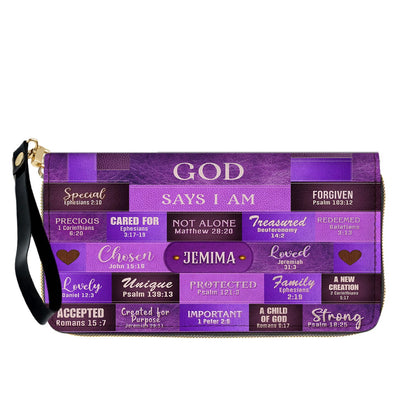 Personalized Leather Handbag & Long Wallet Set – GOD Says I Am Christian Gift for Women