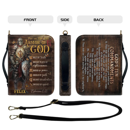 CHRISTIANARTBAG Bible Cover - Put On The Full Armor Of GOD - Personalized "Armor of God" Bible Cover, CABBBCV01200225