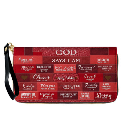 Personalized Leather Handbag & Long Wallet Set – GOD Says I Am Christian Gift for Women