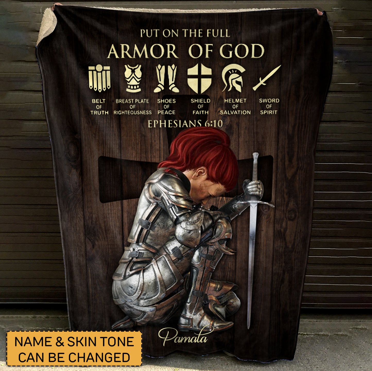 Customizable 'Armor of God' Prayer Blanket with Personalized Name - CHRISTIANARTBAG cABBL06050424.