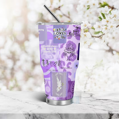 Christianartbag Drinkware, Daily Bible Personalized Tumbler , Personalized Mug, Purple Pink Tumbler, Christian Gift, CABTB09160823. - Christian Art Bag