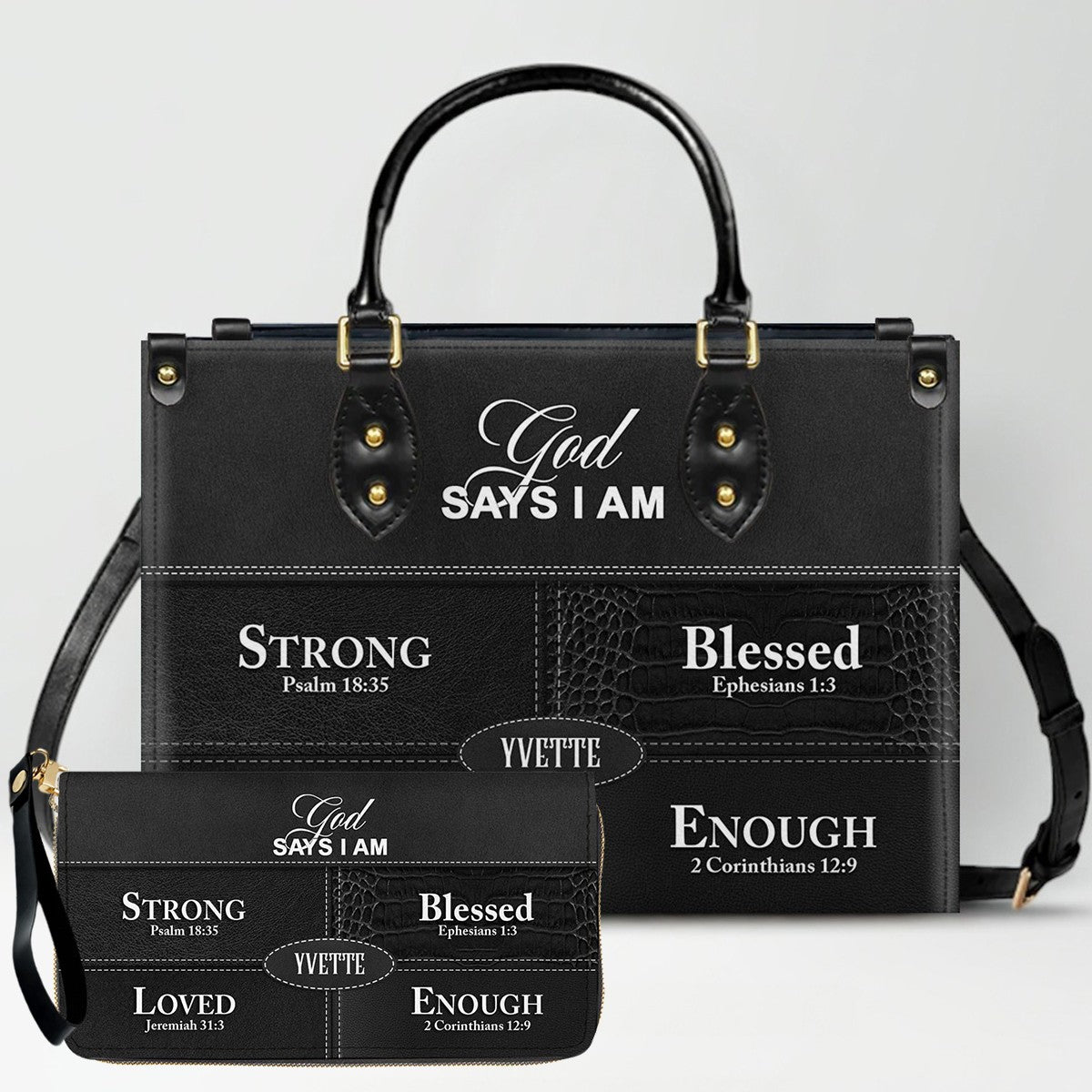Personalized “God Says I Am” Leather Handbag for Christian Women – Custom Name & Color | CHRISTIANARTBAG 0111725