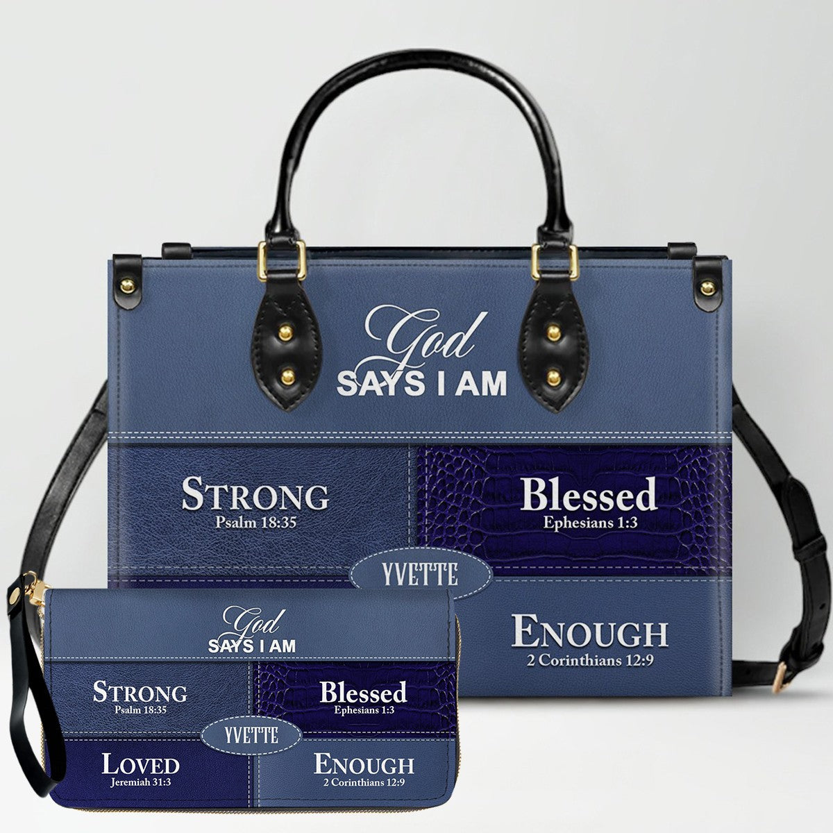 Personalized “God Says I Am” Leather Handbag for Christian Women – Custom Name & Color | CHRISTIANARTBAG 0111725