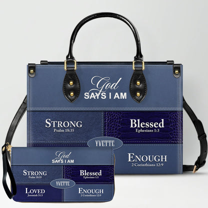 Personalized “God Says I Am” Leather Handbag for Christian Women – Custom Name & Color | CHRISTIANARTBAG 0111725