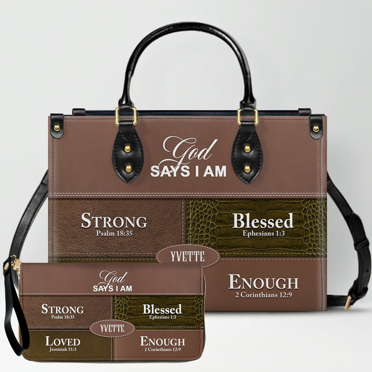 Personalized “God Says I Am” Leather Handbag for Christian Women – Custom Name & Color | CHRISTIANARTBAG 0111725