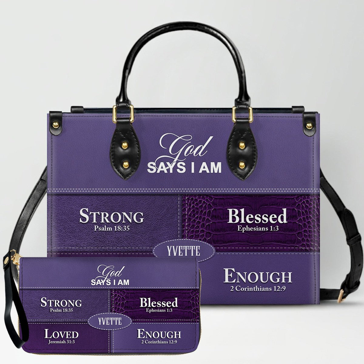 Personalized “God Says I Am” Leather Handbag for Christian Women – Custom Name & Color | CHRISTIANARTBAG 0111725