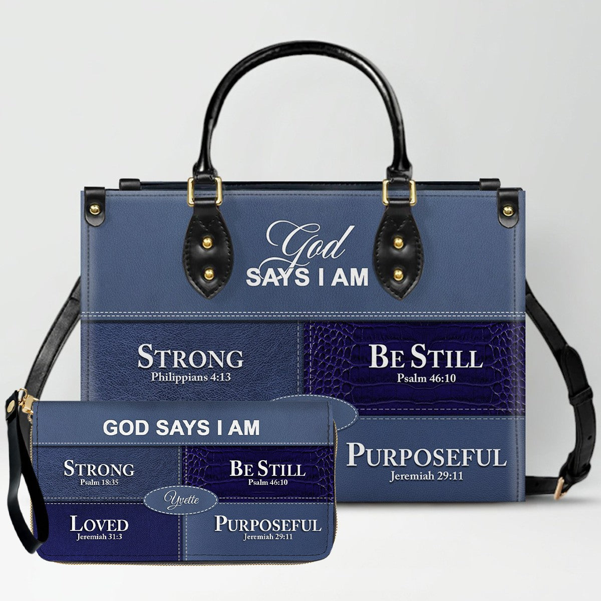 Personalized “God Says I Am” Leather Handbag for Christian Women – Custom Name & Color | CHRISTIANARTBAG 0111825