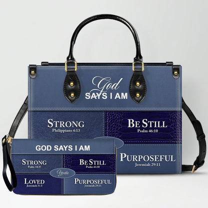 Personalized “God Says I Am” Leather Handbag for Christian Women – Custom Name & Color | CHRISTIANARTBAG 0111825