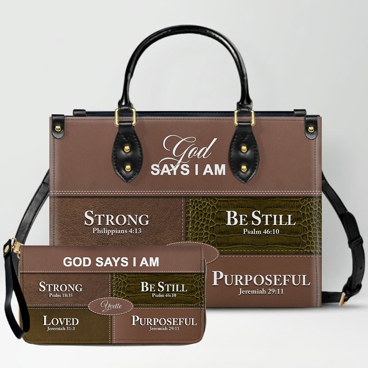 Personalized “God Says I Am” Leather Handbag for Christian Women – Custom Name & Color | CHRISTIANARTBAG 0111825