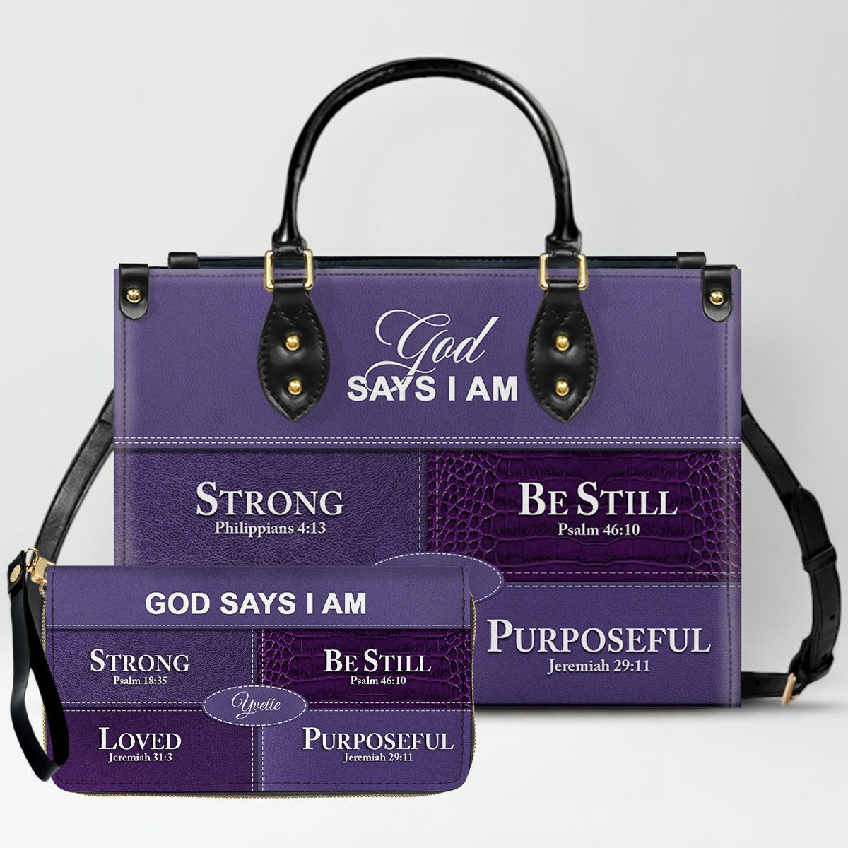 Personalized “God Says I Am” Leather Handbag for Christian Women – Custom Name & Color | CHRISTIANARTBAG 0111825