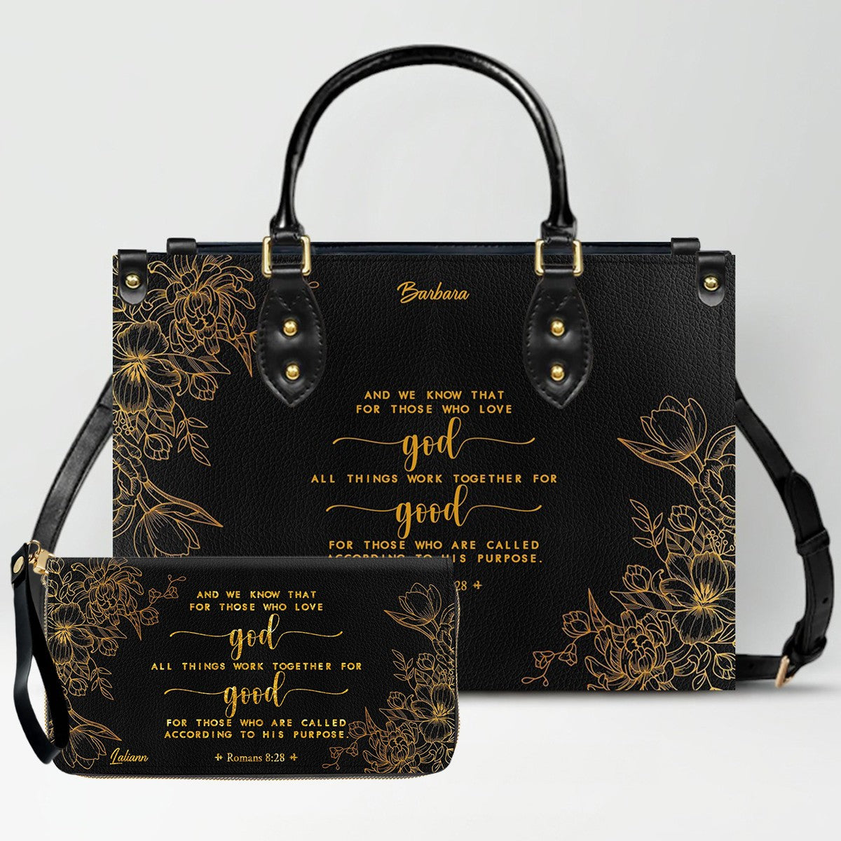 Personalized Leather Handbag Black with Bible Verse – Christian Gifts – Custom Christian Purse by CHRISTIANARTBAG CAB012626