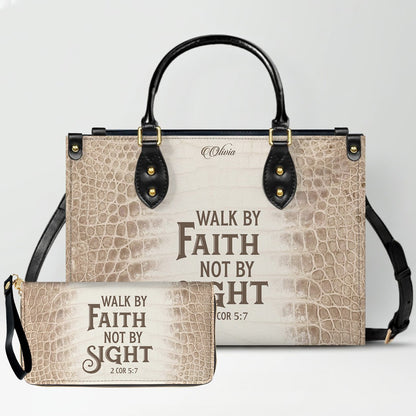 Personalized Christian Leather Handbag & Long Wallet Set – Custom Bible Verse Gift for Women