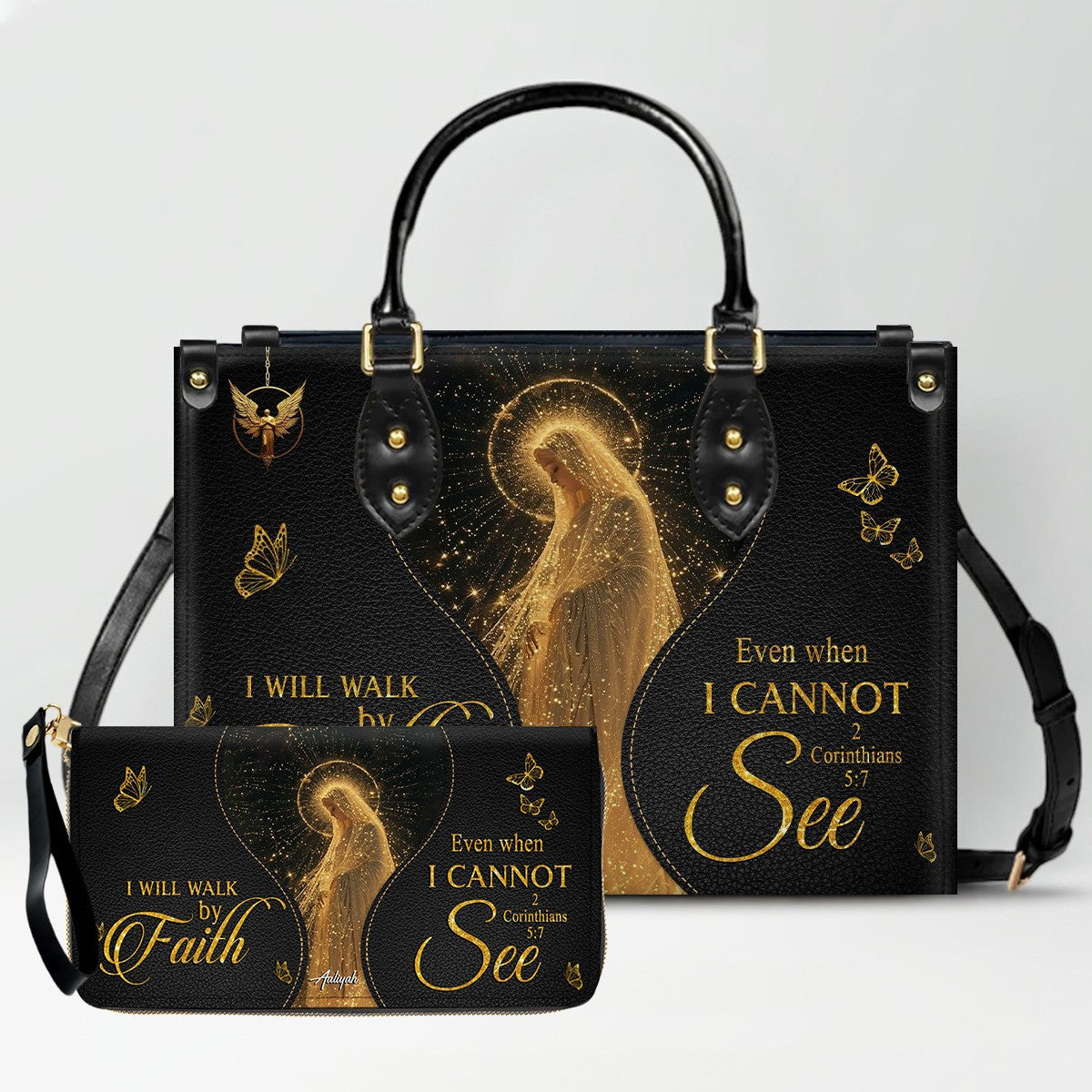 Personalized Christian Leather Handbag & Wallet Set | CHRISTIANARTBAG™ Faith Gift for Women