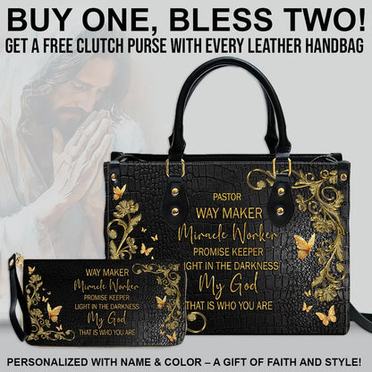 Personalized Leather Handbag with Custom Name & Bible Verse - Personalized Christian Leather Handbag & Wallet Set | CHRISTIANARTBAG™