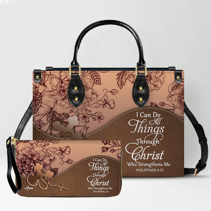 SET – Personalized Leather Handbag & Clutch | Christian Gift by CHRISTIANARTBAG