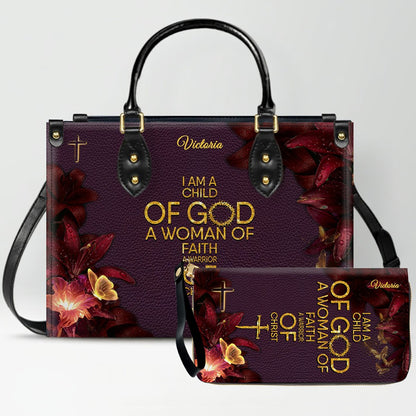 Set Personalized Leather Handbag With Long Wallet – Custom Name & Bible Verse | Burgundy Christian Gift for Women – CHRISTIANARTBAG