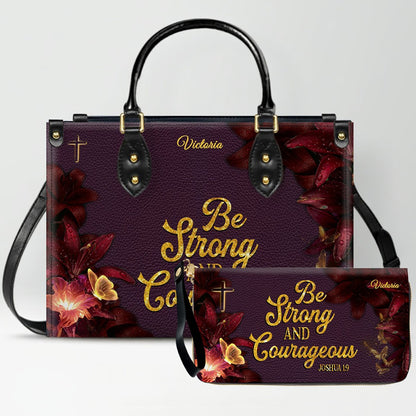 Set Personalized Leather Handbag With Long Wallet – Custom Name & Bible Verse | Burgundy Christian Gift for Women – CHRISTIANARTBAG