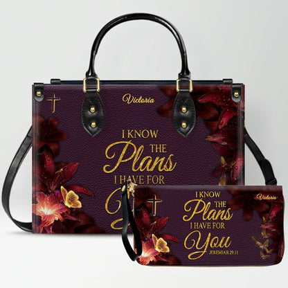 Set Personalized Leather Handbag With Long Wallet – Custom Name & Bible Verse | Burgundy Christian Gift for Women – CHRISTIANARTBAG