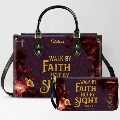 Set Personalized Leather Handbag With Long Wallet – Custom Name & Bible Verse | Burgundy Christian Gift for Women – CHRISTIANARTBAG